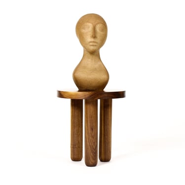 Custom Solid Walnut Round Tripod Morel Side Table  — 18” Diameter — Tall 