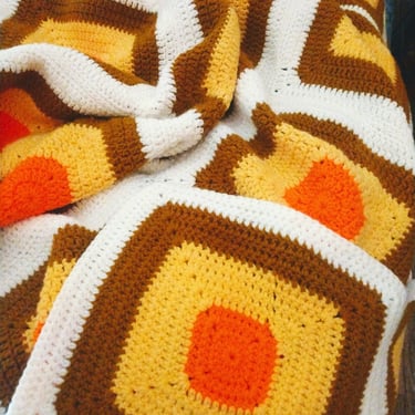 Hand Crocheted Afghan Throw// Rustic/Farmhouse Style Blanket Throw 