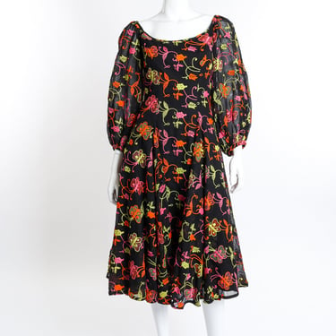 Embroidered Butterfly Peasant Dress