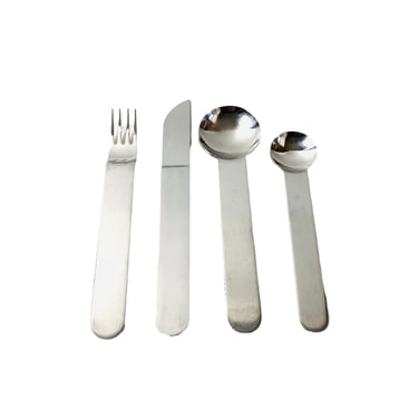 Post Modern Sergio Asti 31 Pc Stainless INOX Boca  Flatware Set Full place Settings for Seven Perfect for a Mid Century Modern Home 