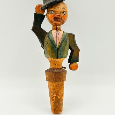 The Interesting Movable Hat Gentleman Vintage 1950s Bottle Stopper by LeChalet