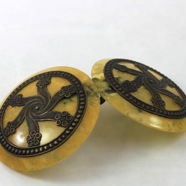 Art Deco Celluloid and Metal Dress Buckle Sash 