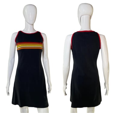 1990’s Rainbow Striped Knit Tank Dress Size M