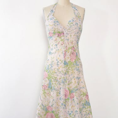 Foxy Lady Soft Floral Halter Dress with Tie Top XS/S