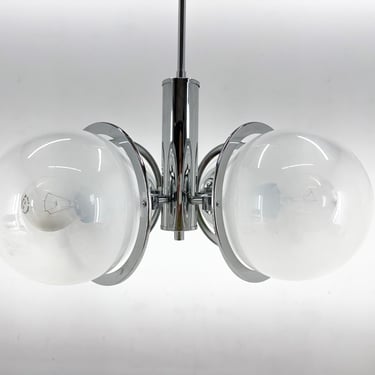 Mid-Century Chrome Chandelier, Restored, Italy 