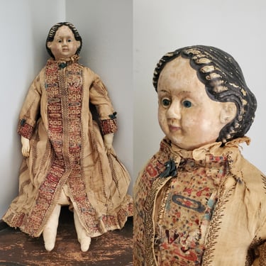 Antique American Papier Mache Doll by Ludwig Greiner with Early Patent Date 1858 - 19" Tall - Antique Dolls - Collectible Dolls 