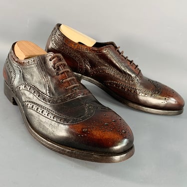 PAUL SMITH Size 9.5 Brown Antique Leather Oxford Wingtip Lace-Up Shoes