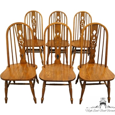 Set of 6 WINNERS ONLY Solid Oak Rustic Americana Windsor Back Dining Side Chairs 504 