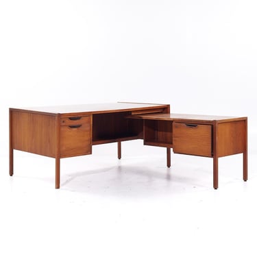 Jens Risom Mid Century Walnut Corner Desk - mcm 