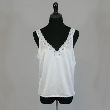 90s White Camisole - Lace Trim - Cami Blouse Slip - JC Penney - Vintage 1990s - Size 36 