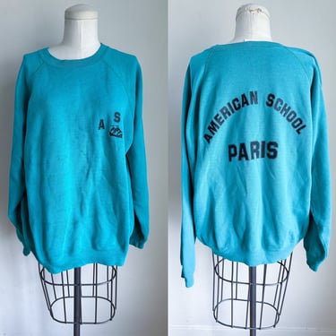 Vintage American School of Paris Varsity Sweatshirt / XL 
