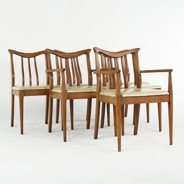 Blowing Rock Mid Century Walnut Dining Chairs - Set of 6 - mcm 