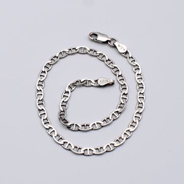80's Italy 925 silver mariner chain anklet, A.G.M. sterling anchor chain rocker ankle bracelet 