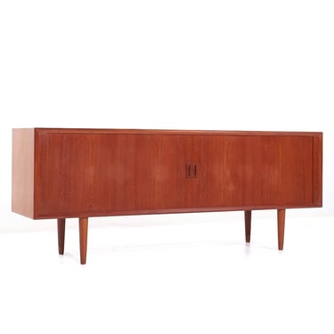 Svend Aage Larsen Mid Century Teak Tambour Door Credenza - mcm 