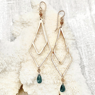 ROBIN HALEY | Geometric layered earrings w/ London Blue Topaz