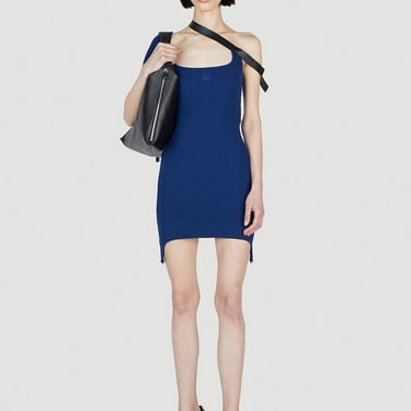 COURRÈGES Strap Ribbed Dress in Blue