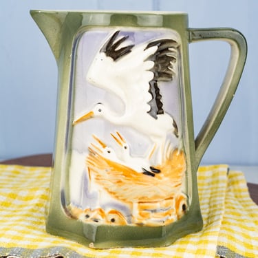 Antique St. Clément Stork Pitcher