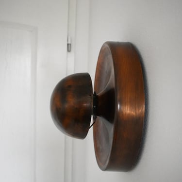 Copper Round Sconce/ Large Round Wall Fixture Light/ Brutalist Ceiling Flushmount Lamp/Yugoslavia Brutalist Light/ Mid Century Modern Lamp 