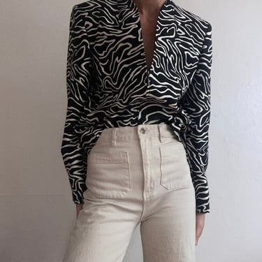 vintage silk blend abstract animal print jacket 