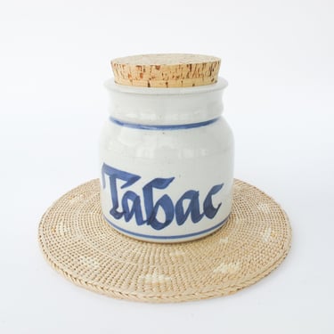 Ceramic Tobac Tobacco Stoneware Ceramic Canister with Cork Lid 