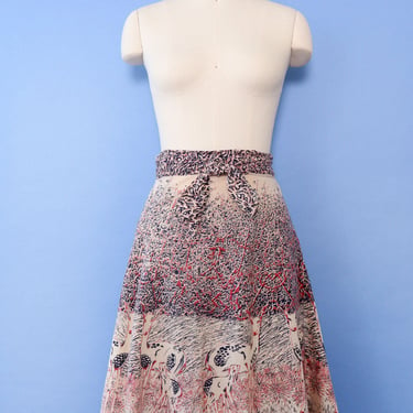 Bambi Block Print Wrap Skirt L