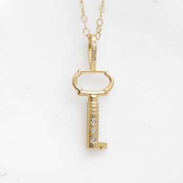 14k Gold and Diamond West Gate Key Necklace