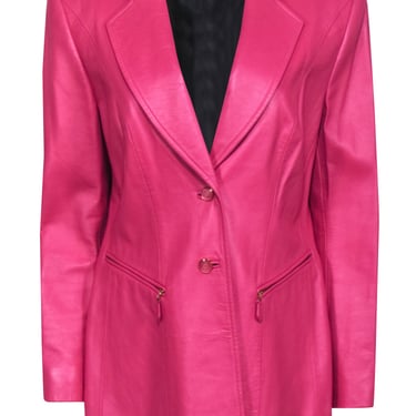 Escada - Hot Pink Leather Blazer Sz 12 Blazer