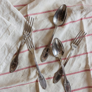 antique French silverplate flatware, set of 14