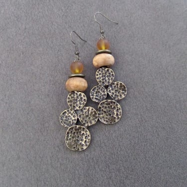 Hammered bronze unique mid century modern earrings 33 