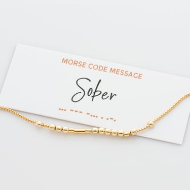 Sober - Morse Code Necklace, Personal Motivation Necklace, Inspirational Necklace, AA Necklace, Sobriety Jewelry, Gift From Sponsor 