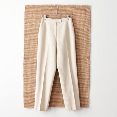 vintage linen cotton trousers, 90s high waist pants, size m 