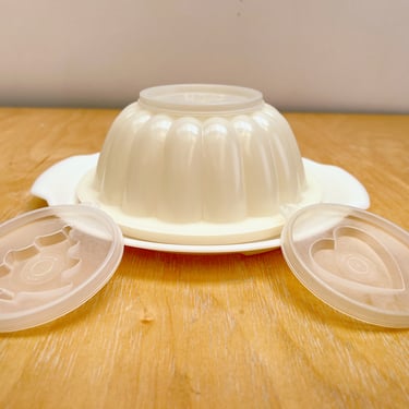 Vintage Tupperware Jel-N-Serve Jello Ring Mold Store & Serve Set with Interchangeable Decorating Shapes and Storing/Serving Tray 