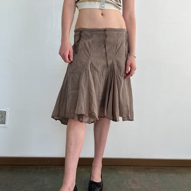 Walnut Silk + Cotton Flutter Skirt (M)