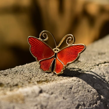 Butterfly Enameled Silver Plated Pin | Nature Jewelry