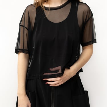 Sheer Mesh T-Shirt in BLACK