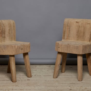 Pair of Solid Ipe Wood Block Chairs