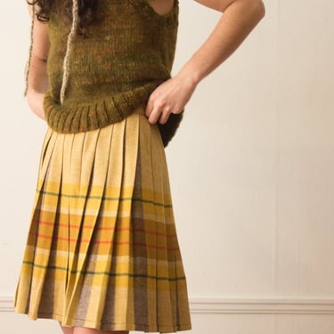 1970s Tartan Wool Pleated Mini Skirt 