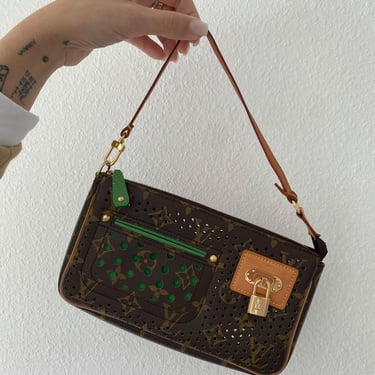 Louis Vuitton Green Monogram Perforated Shoulder Bag