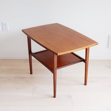 Mid Century Modern Two Tiered Teak and Afromosia Side Table Punch Design Made in Canada 