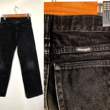Vintage 90s/Y2K Kids Wrangler All Cotton Black Denim Jeans Size 10 Slim 