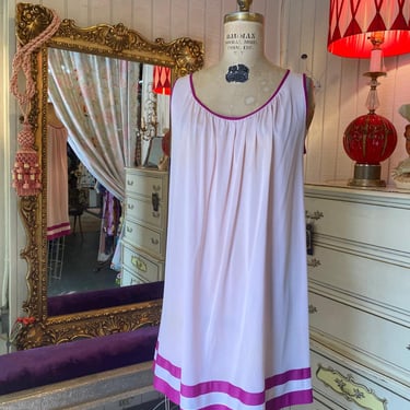 vintage 1960s pink and magenta striped nightgown 60s nightie medium mod lingerie 