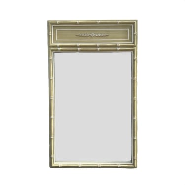 Vintage Faux Bamboo Mirror 44x27 LOCAL PICKUP Thomasville Rectangular Olive Green Decorative Hollywood Regency Style 