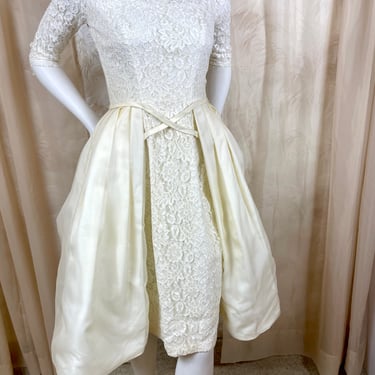 1950's Lace and Organza Pannier Wedding Dress