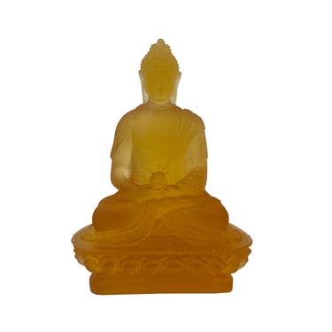 Crystal Glass Pate-de-Verre Orange Gautama Amitabha Shakyamuni Statue ws2115E 