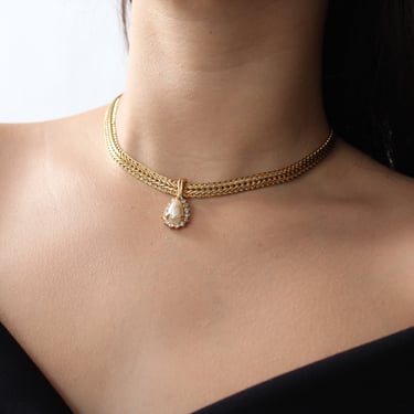 Vintage Pearl Pendant Choker