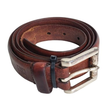 Men's Lauren Ralph Lauren 42/105 Brown Leather Dress Belt Made USA Silver Buckle 