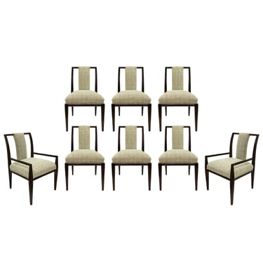 Tommi Parzinger Set of 8 Iconic Dining Chairs with Upholstered Center Back Panels 1950s - SOLD