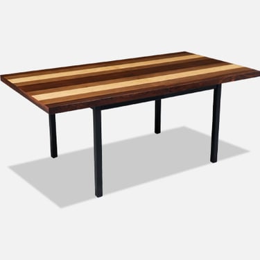Milo Baughman Multi-Wood & Chrome Expanding Dining Table for Directional