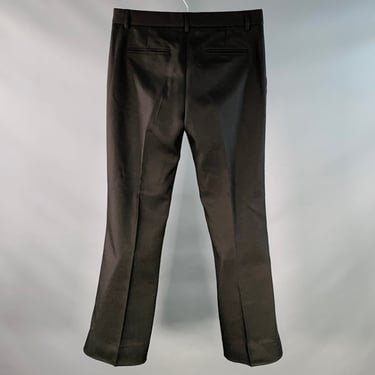 SECOND LAYER Size 30 Black Polyester Twill Flat Front Flared Dress Pants