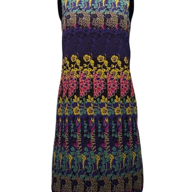 Missoni - Indigo & Multicolor Floral Print Sleeveless Shift Dress Sz 2